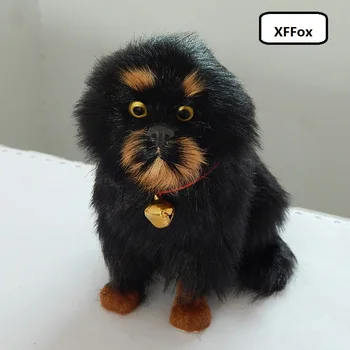 

new real life black dog model plastic&furs sitting dog doll gift about 13x8x11cm xf1485