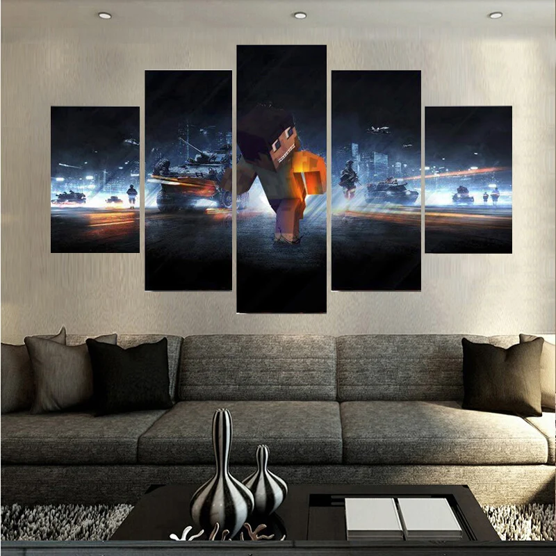 Tuval Baskilar Minecraft Battlefield Boyama Duvar Sanati Ev