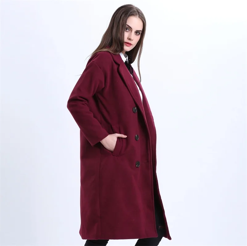 Женское длинное пальто H. SA фиолетовое красное зимнее 2019|winter coat women elegant|coat elegantwool