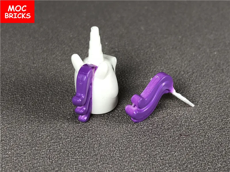 20 компл./лот кубики MOC маска на голову лошадь с рогом Единорог и хвост подходит для