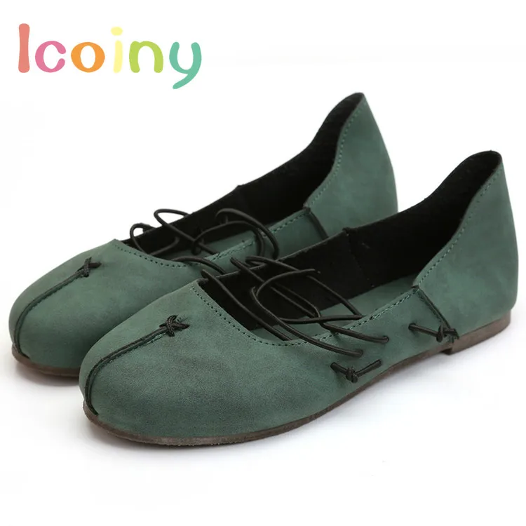 Ladies Lace up Ballet Flats 2016 Fashion Loafers Women Anti-Slip Soft Sole Leather Shoes Mori Girl Mujer zapatos fashion baby flats tassel soft sole cow leather shoes infant boy girl flats toddler moccasin 17mar20