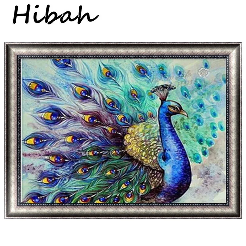 

Diy Diamond Embroidered Cross Embroidery Set Round Diamond Painted 5d Picture Stone Wall Decoration Peacock Animal
