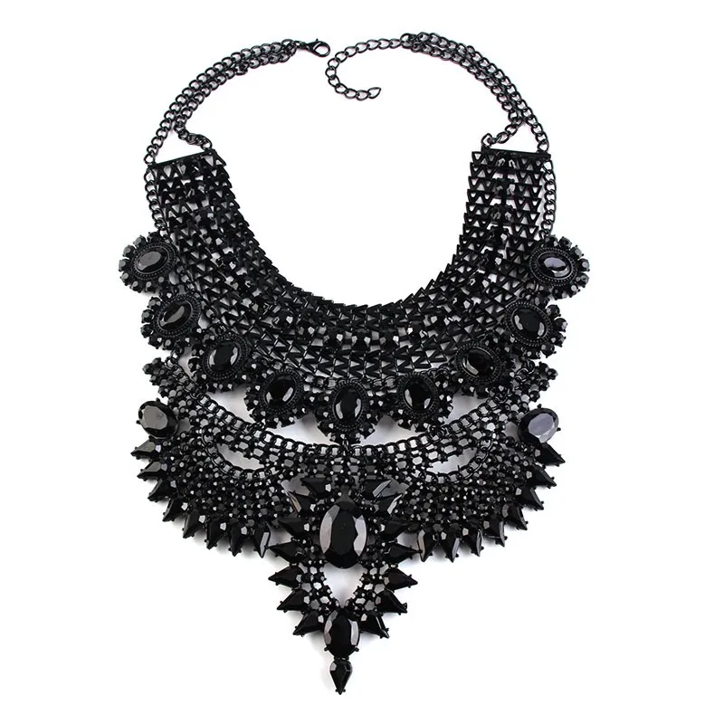 Лучшее женское черное богемное Роскошное винтажное ожерелье с кристаллами и подвеской, этнический металлический чокер со стразами, ожерелье 2799