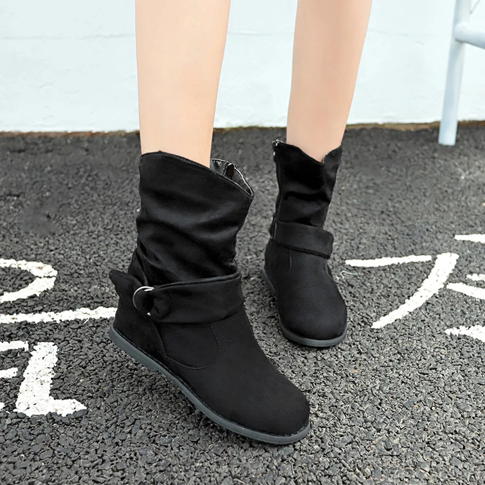 SAGACE/женские ботинки до середины икры обувь на молнии большого размера женские ботинки на плоской подошве в винтажном стиле мягкая обувь ботильоны No6