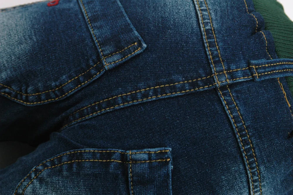 Вязанные джинсы для детей от 18 месяцев до 5 лет обтягивающие брюки с вышитыми полосками для подростков повседневный стиль узкие штаны с желтыми пуговицами эластичные MH0014