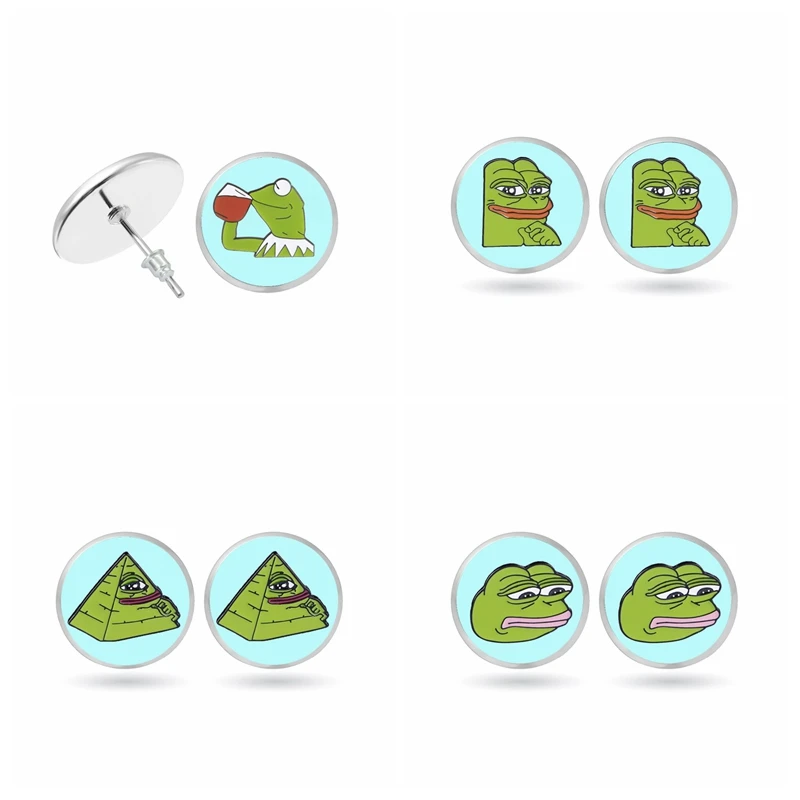 Горячий лягушка Пепе серьги-гвоздики чувствует себя плохой человек серьги грустная лягушка чувствует себя хорошим человеком поп-культура Лягушка ювелирные изделия Рождественский подарок