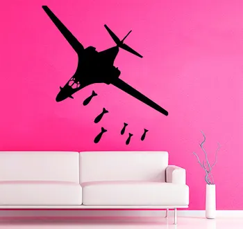 

Military Aircraft Wall Decal Vinyl Plane Bombs Wall Stickers For Kids Rooms Boys Bedroom Interior Airplane Pattern Decor SYY703
