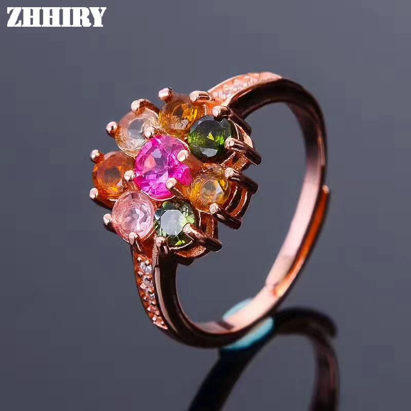 

Natural Tourmaline Ring Natural Gemstone Genuine Solid 925 Sterling Silver Woman Fine Jewelry
