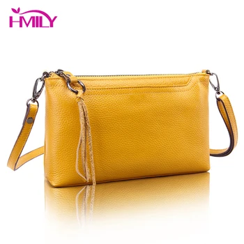 

HMILY Natural Cowskin Women's Messenger Bag Genuine Leather Shoulder Bag For Female Mini Daily Shopping Bag Classic Sling Bag