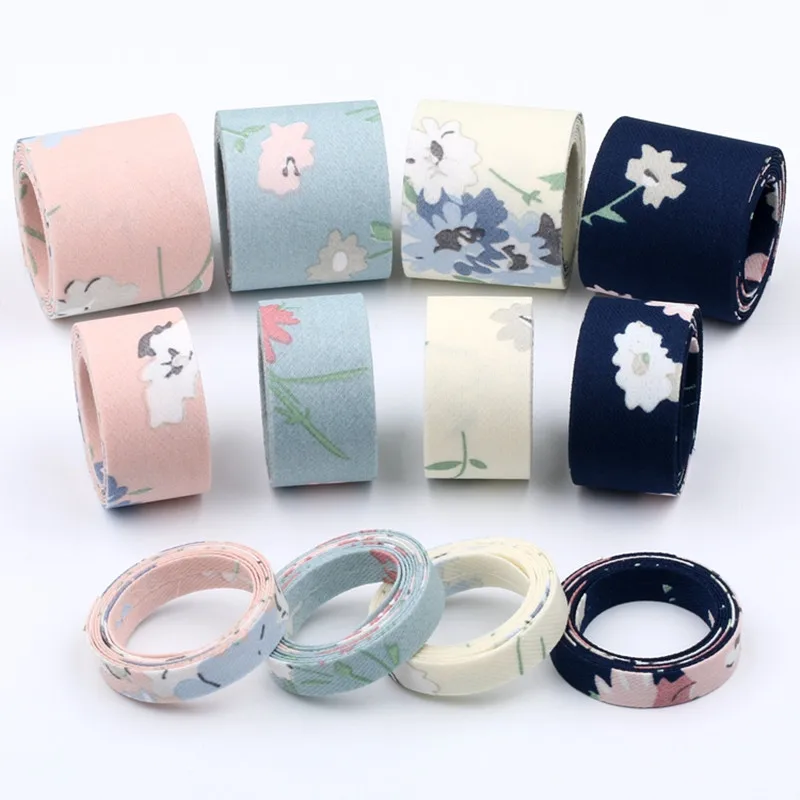

5Meter/Lot 10 25 40mm Japanese Korea Style Partysu Fresh Flower Printed Fabric Ribbon DIY Bow Webbing Craft Accessory Material