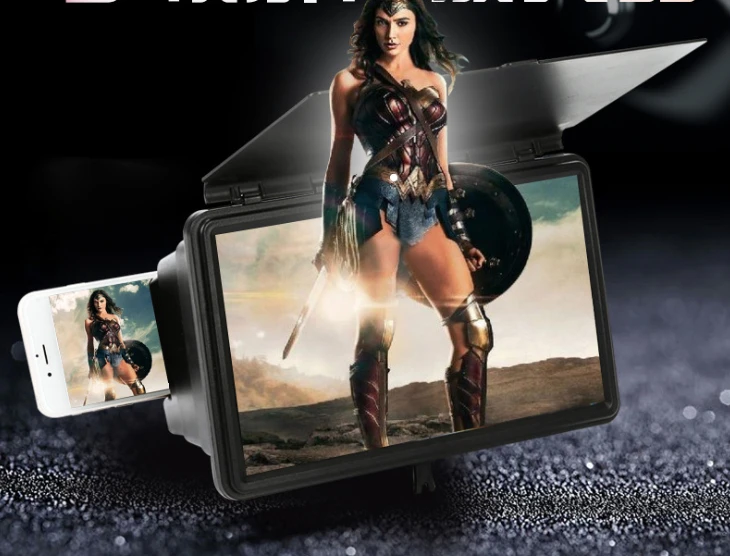 

12 inches log Mobile phone screen amplifier Cell phone amplifier Multi-functional bracket 3D Retractable bracket HD Eye protecti