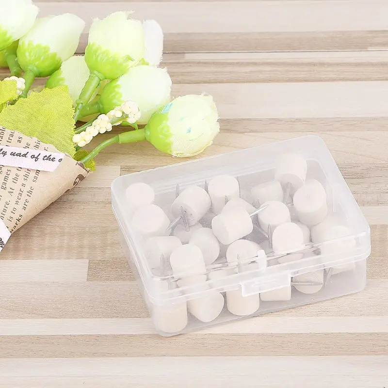 

40Pcs Cylinder Wooden Thumbtack Creative Decorative Drawing Push Pins Wood Head