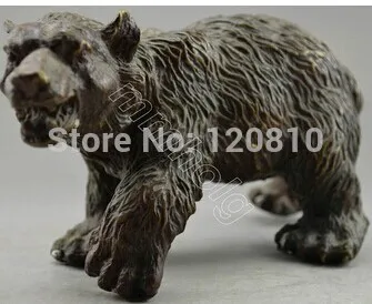 

About collectibles decorative old hand-carved bear statue copper details