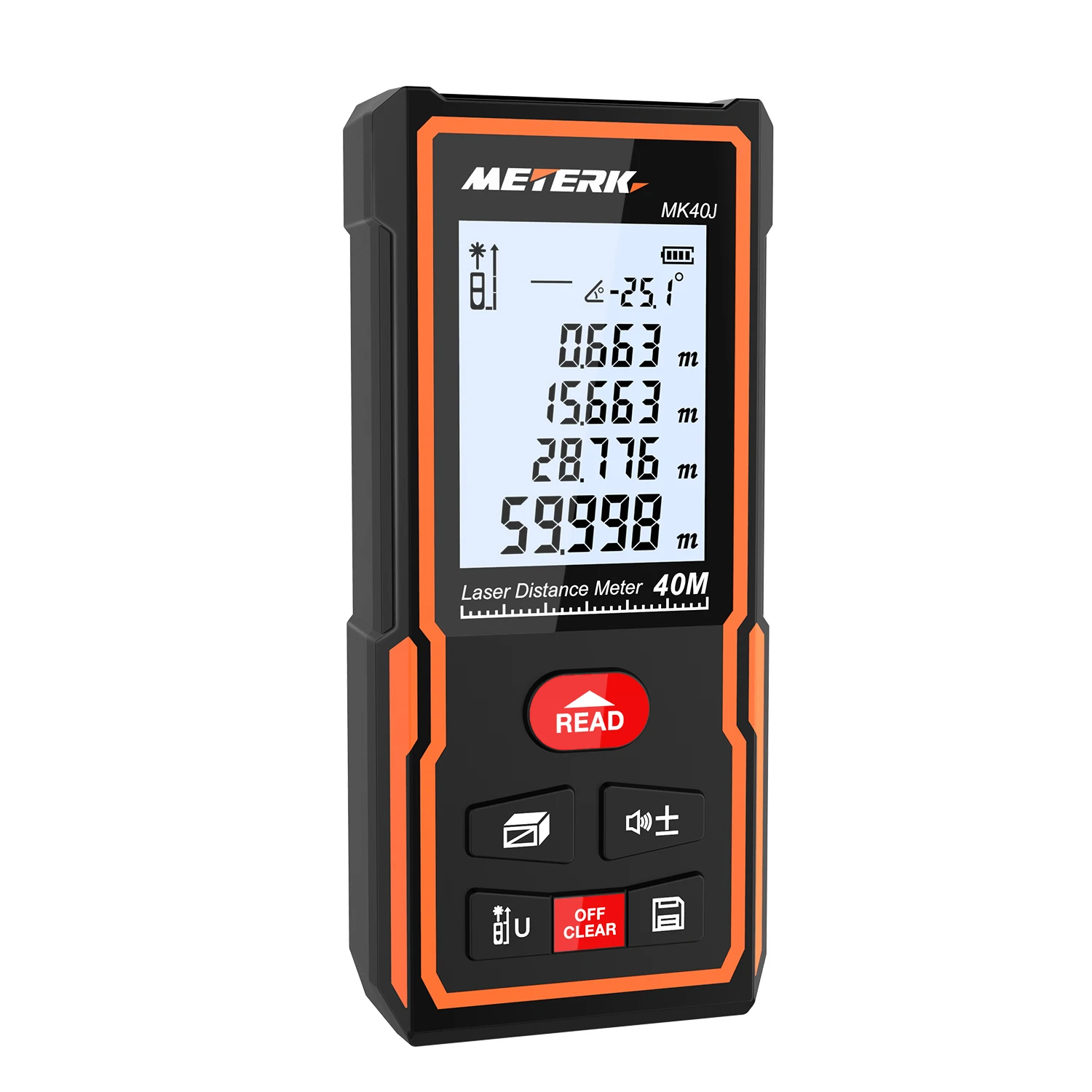 

Meterk Handheld Digital 40m Laser Distance Meter Portable Area Volume Measurement Tool Range Finder High-precision Rangefinder