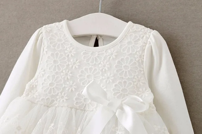 vestido de bebê roupas da menina do laço manga longa vestidos de batismo de casamento vestido para infantil ano novo meninas vestidos