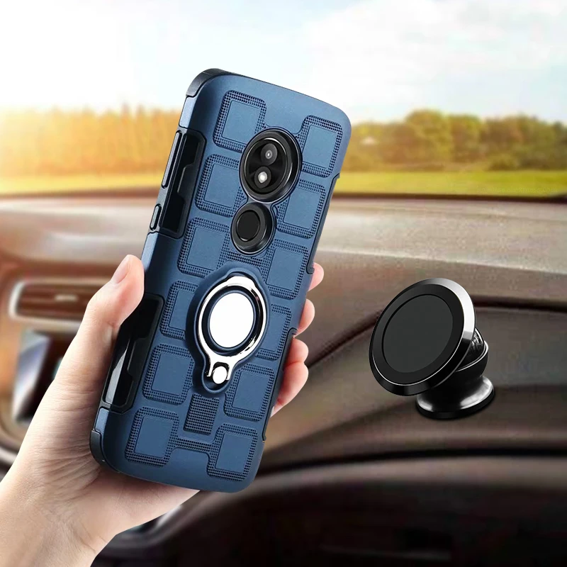 

Luxury Case For Motorola Moto G6 G5 G5S G4 C X4 E4 E5 Z3 Play Plus Shockproof Phone Cover Silicone Armor Hard Ring Holder Case