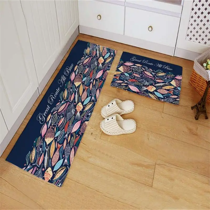 Colorful fish flannel Carpet bathroom water absorption non slip rug Brand bedroom Porch doormat
