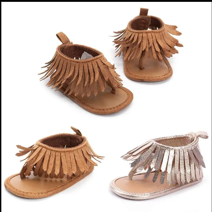 Модные летние кожаные сандалии для маленьких девочек; обувь с бахромой; забавные сандалии для малышей; размеры от 0 до 12 месяцев