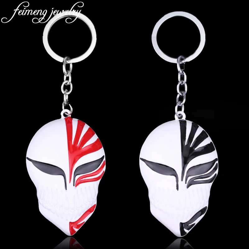 

Popular Anime Bleach Keychain Kurosaki White Mask Key Chain Fashion Cosplay Accessories Metal Pendant Keyring For Fans Gifts