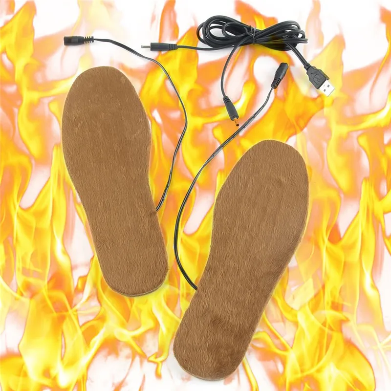 

New Fashion Hot Sale 1 Pair USB Electric Powered Heated Insoles For Shoes Boots Keep Feet Warm Solid Women Men Unisex Insoles