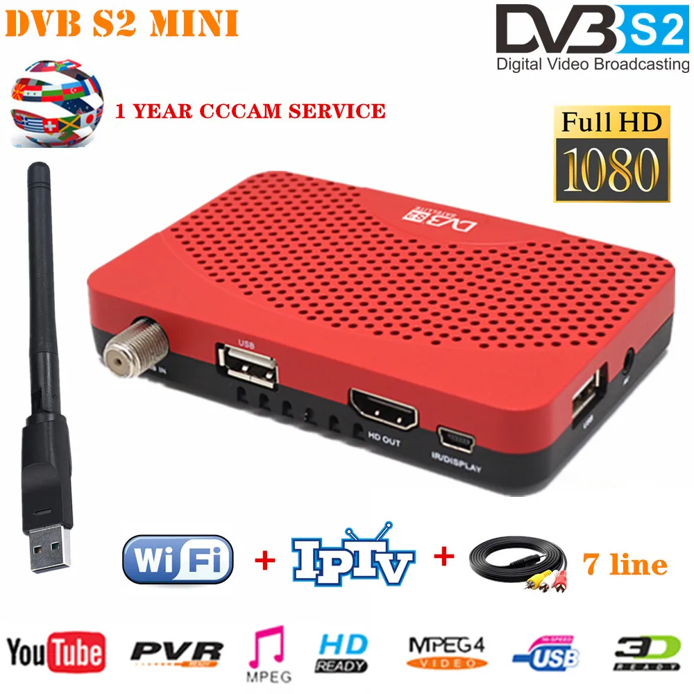 

Mini Size MPEG-4 HD TV Tuner DVB S2 Receptor Digital Satellite Receiver with Wifi +cccam line support IPTV Youtube Set Top Box