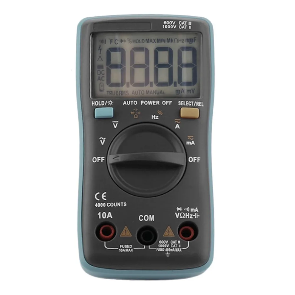 Digital Multimeter 6000 counts Backlight AC/DC Ammeter Voltmeter Ohm