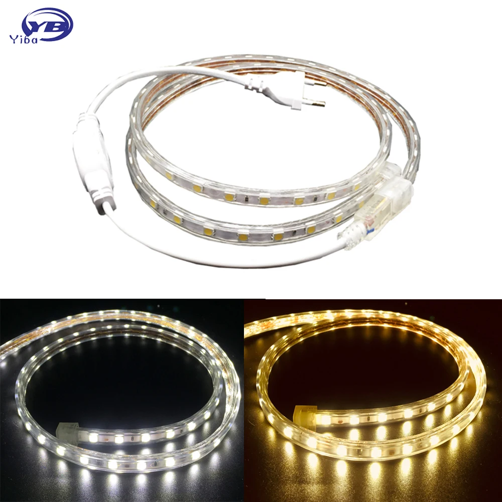 cheap 220V LED Strip Light 5050 LED Ribbon Waterproof IP67 Bright Than 5630 2835 3528 LED Tape White Warm White Red Green Blue