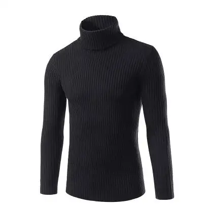 Топ, высокое качество, осенняя мода, новинка, горячая Распродажа, мужской свитер с высоким воротом, толстый, облегающий, Вязанный свитер, Размеры M 3xL - Цвет: black