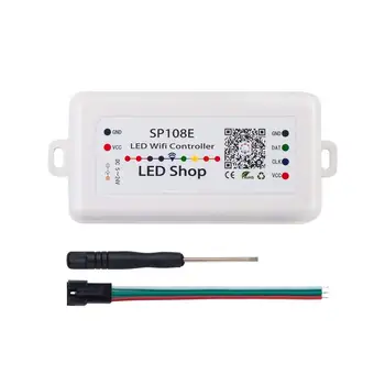 

SP108E Wireless Bluetooth Controller APP WS2811 WS2812B WS2801 SK6812 APA102 Individually Addressable Programmable LED Strip Pix