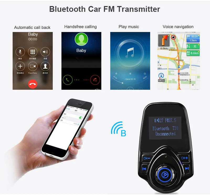 Urbanroad FM передатчик Bluetooth Car MP3 аудио плеер Беспроводной fm-модулятор автомобильный комплект громкой связи ЖК-дисплей Дисплей USB Зарядное