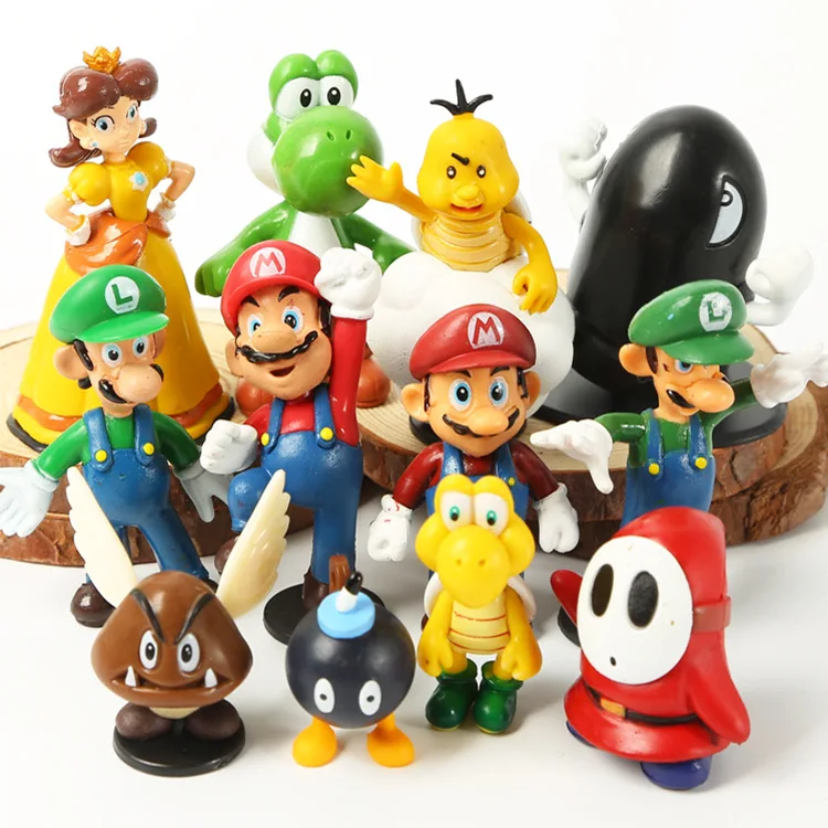 

Super Mario Bros Family Mini PVC Figures Toys 12pcs/set Mario Luigi Wario Waluigi Toad Bowser Yoshi Peach Daisy Goomba Koopa