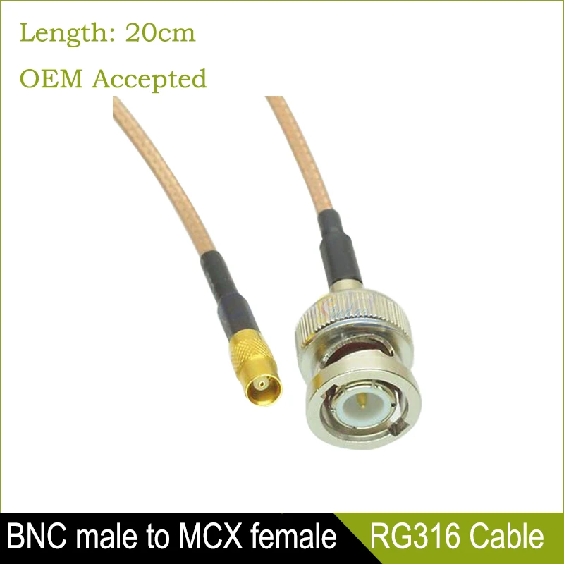

BNC Male to MCX Female Adapter RG316 Cable Jumper Pigtail 20cm