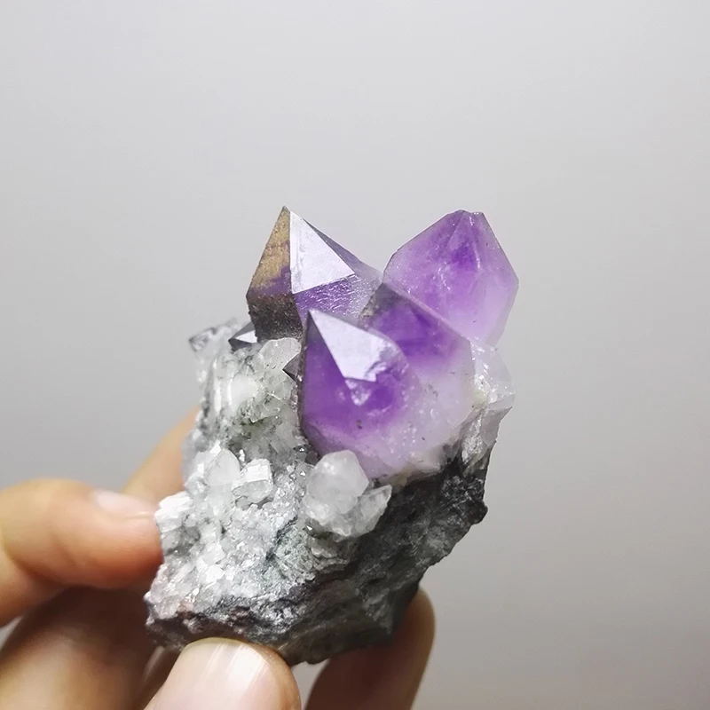

93.3g NATURAL Stones and Minerals Rock Amethyst Purple Crystal WHITE Calcite symbiosis RARE ORE UNIQUE Perfect Specimens #10