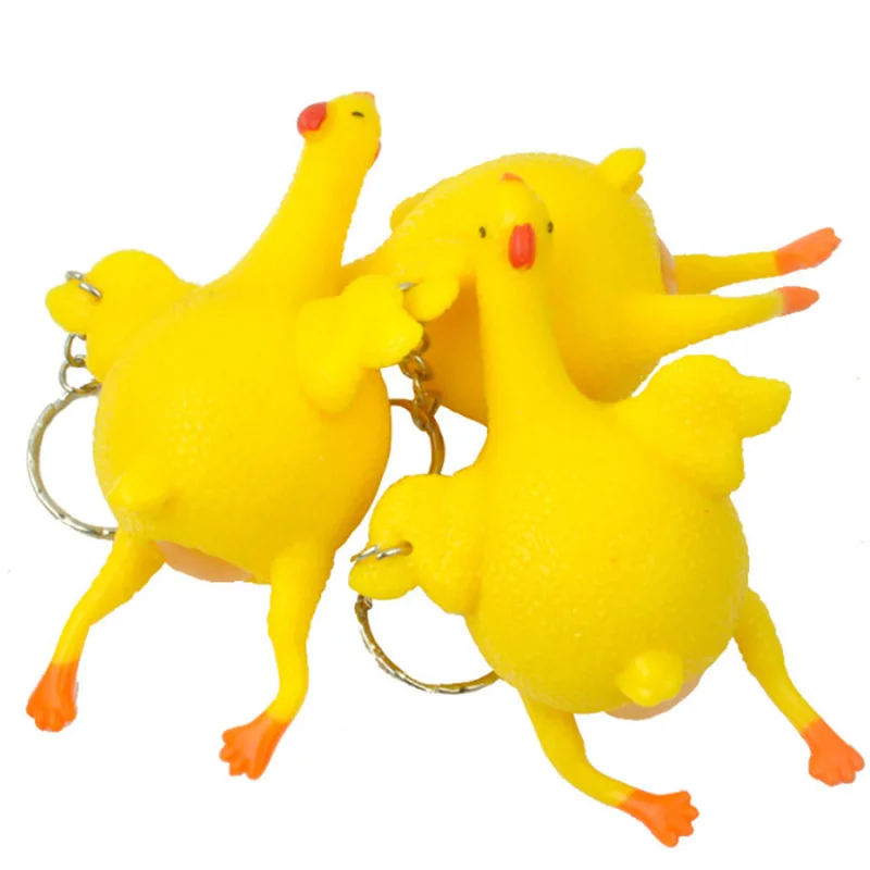 Мини-забавная сжимающая игрушка желтое яйцо-кладка курица брелоки с орнаментами 9*6 см снятие стресса Новинка забавная Подарочная игрушка
