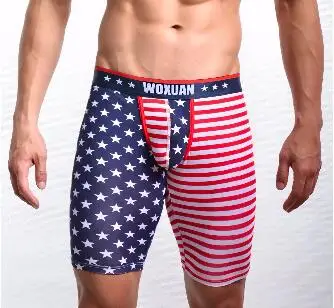 Модный принт в виде американского флага, шорты для мужчин, сексуальные, новинка, обтягивающие леггинсы, нижняя часть/Веселые штаны для отдыха, пляжная одежда FX1018 - Цвет: Красный