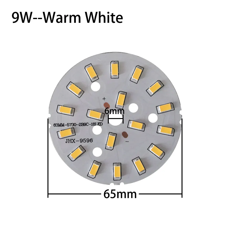 3 Вт, 5 Вт, 7 Вт, 9 Вт, 12 Вт, 18W5730 Яркость SMD светильник Настольная лампа Панель для 3, 5, 7, 9, 12, 18 Вт светодиодный лампы PCB для потолка с светодиодный - Испускаемый цвет: 9W  Warm White