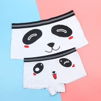 

2pcs Fashion Men Women Personality High Elastic Cotton Sexy Cute Cartoon Panda Couples Underpants Briefs Knickers