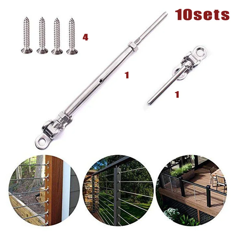 

Stainless Steel Wire Rope DIY Balustrade Sets Kit 10PCS Wind Rain Proof for small DIY cable balustrade garden stair saisles