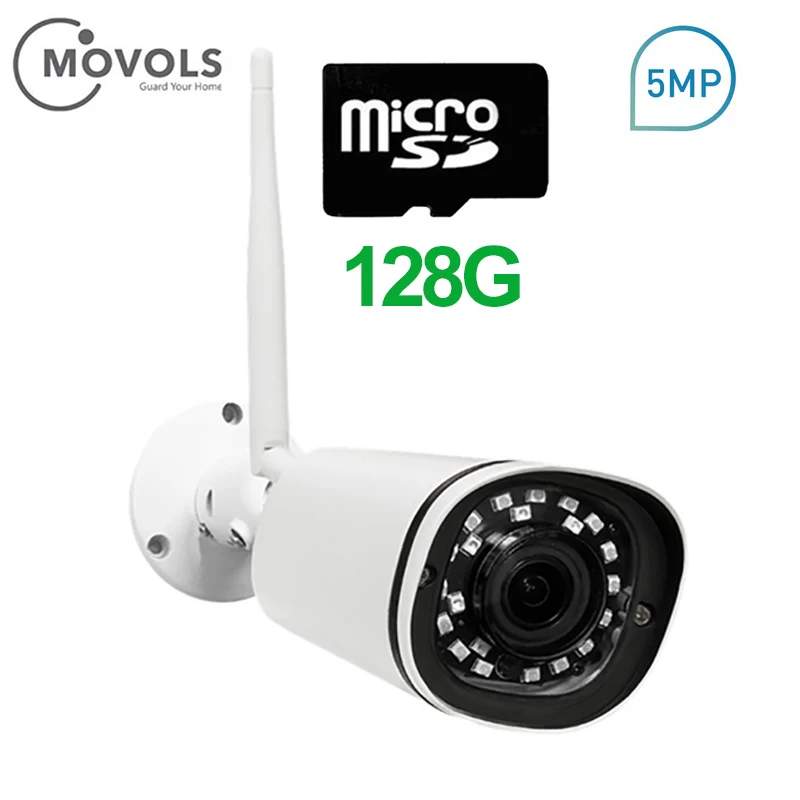 MOVOLS 5MP WIFI Video Surveillance Ip Camera 128G SD Card PoE HD font b Outdoor b