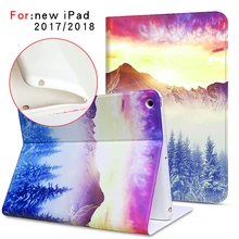 

For Apple ipad 2018 case protective Smart sleep 2017 A1822 High-definition painted pattern TPU soft inner shell 9.7 inch A1893