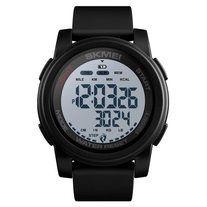Лучший бренд SKMEI мужские цифровые часы класса люкс калорий шагомер обратного отсчета спортивные электронные часы для - Цвет: Black white