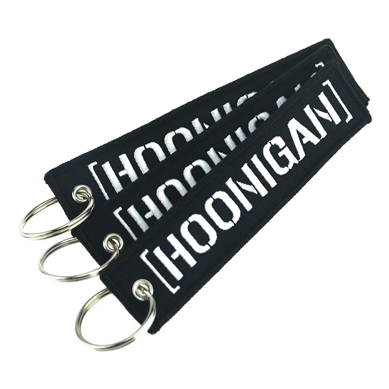 Модный брелок Hoonigan с вышивкой, брелок для ключей, брелок для мотоциклов, аксессуары для автомобиля, брелок для мотоцикла, 3 шт