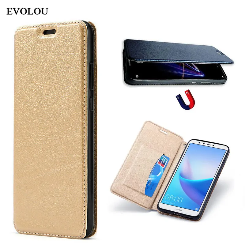 EVOLOU Cover For Huawei Y6 Prime 2018 Case DUA-L22 Flip Leather Case for Huawei Y9 Y5 2018 Honor 7A Pro 7C Phone Cover Bag Funda