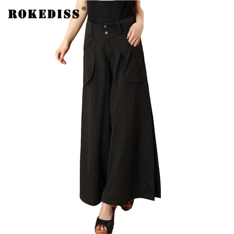 Buy 2017 Plus size spring autumn Women solid Wide Leg