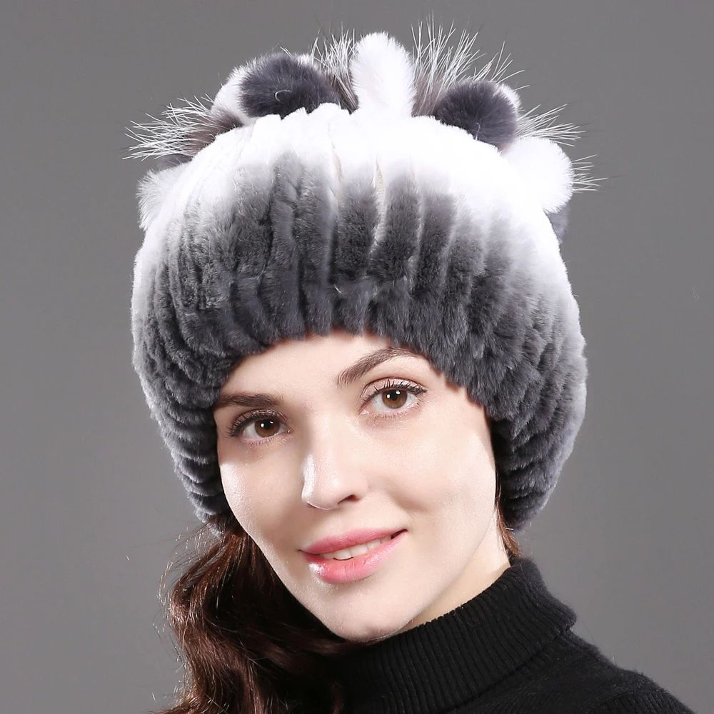 Женская Зимняя Шапка бини из натурального Лисьего меха|Женские Skullies и шапочки| |