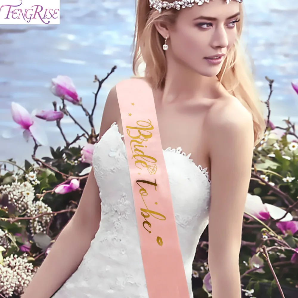 

FENGRISE Bride Sash Wedding Decoration Bridal Shower Bachelorette Party Decorations Girl Hen Party Accessories Satin Ribbon