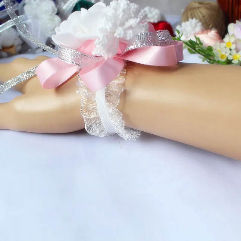 wrist corsage bracelet bridal wedding flowers Bridesmaid  (133)