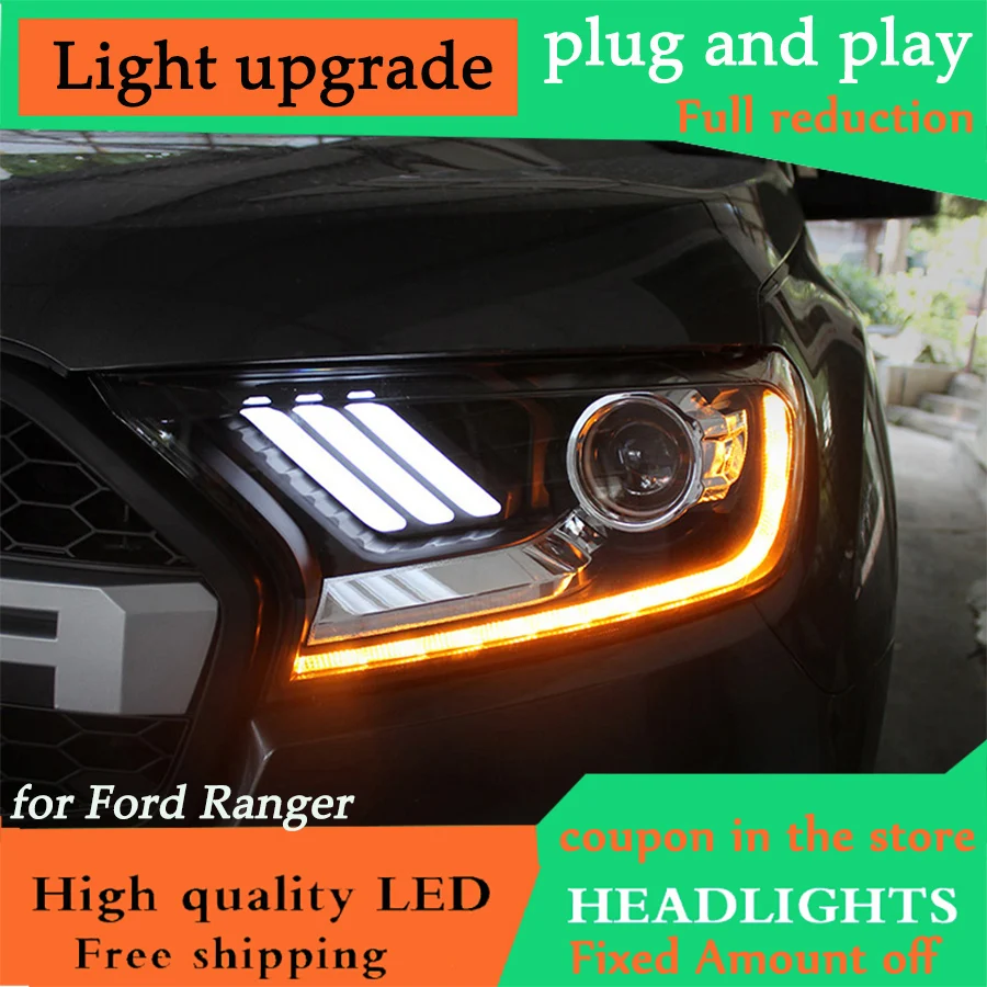 D YL автомобильный Стайлинг для Ford Ranger фар 2016 2017 Everest светодиодный головной фонарь