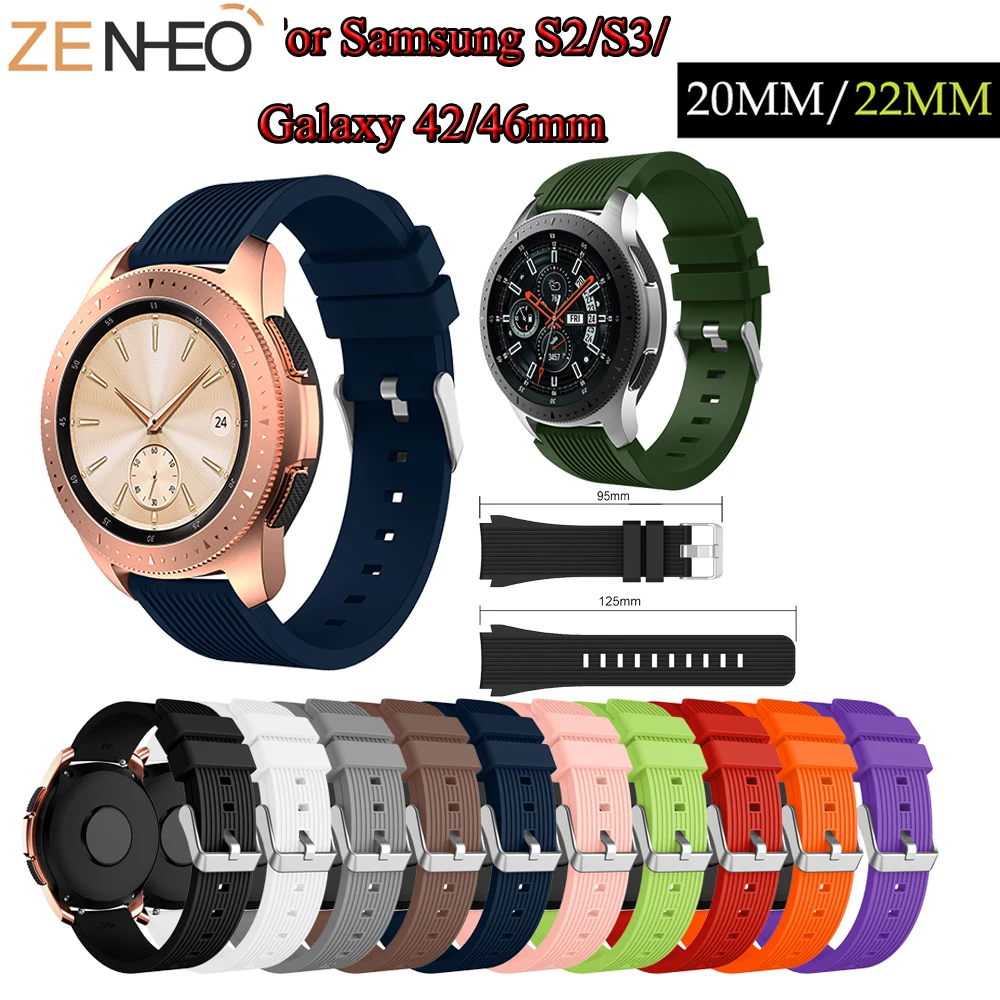 Ремешок силиконовый спортивный для Samsung Galaxy Watch 42 мм 46 20 резиновый браслет S2 Gear S3