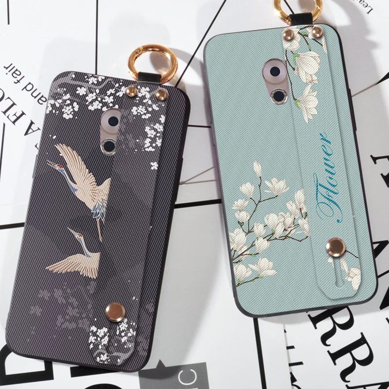 

Soft Silicone Strap Holder Case For Meizu Pro 6 Pro6 Flower Bird Back Cover Cases For Meizu Pro 6 Plus Coque Funda